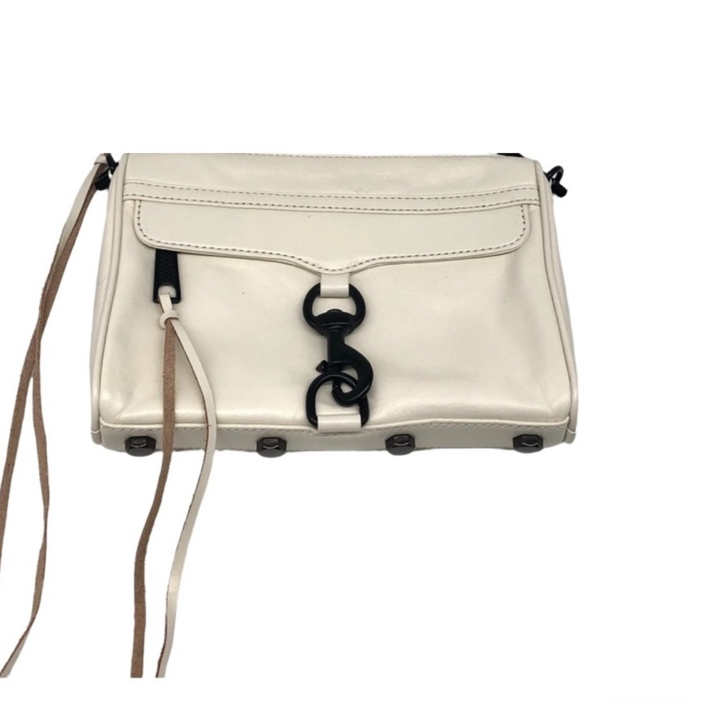 Rebecca Minkoff leather medium crossbody chain handle purse cream color dust bag